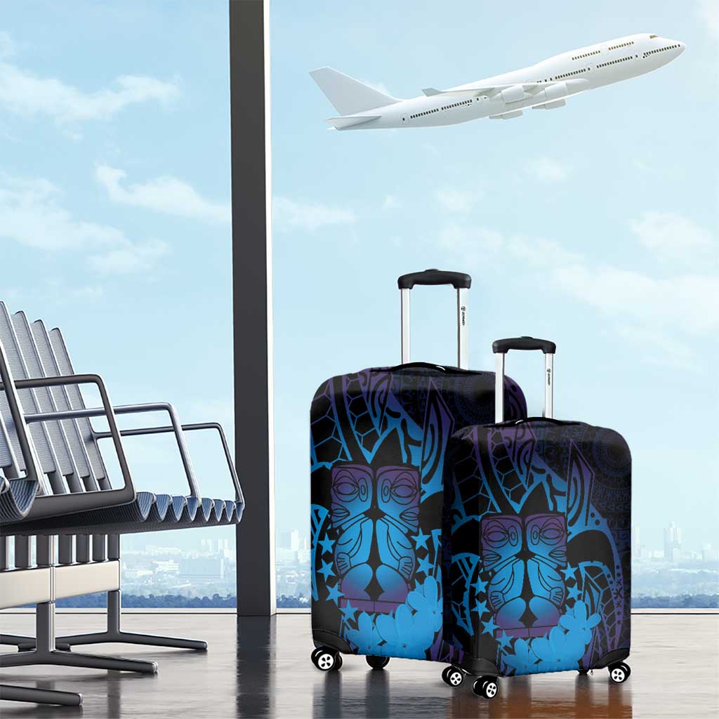 Kia Orana Kuki Airani Luggage Cover Cook Islands Tangaroa God Tatau Purple LT14 - Polynesian Pride
