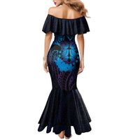 Kia Orana Kuki Airani Mermaid Dress Cook Islands Tangaroa God Tatau Purple LT14 - Polynesian Pride