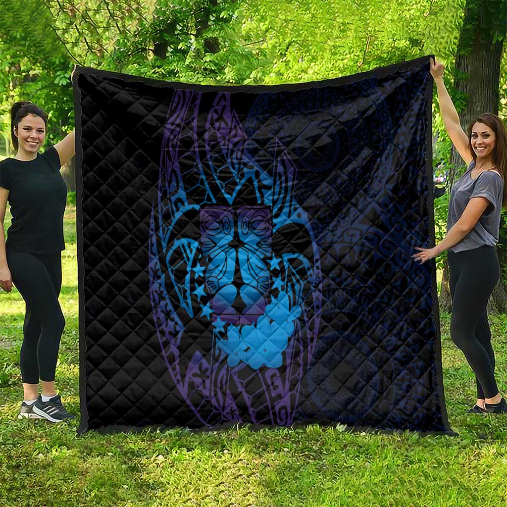 Kia Orana Kuki Airani Quilt Cook Islands Tangaroa God Tatau Purple LT14 - Polynesian Pride