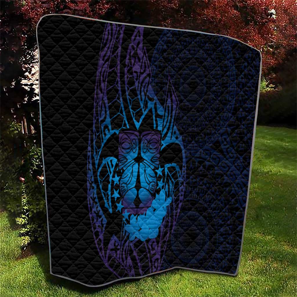 Kia Orana Kuki Airani Quilt Cook Islands Tangaroa God Tatau Purple LT14 - Polynesian Pride