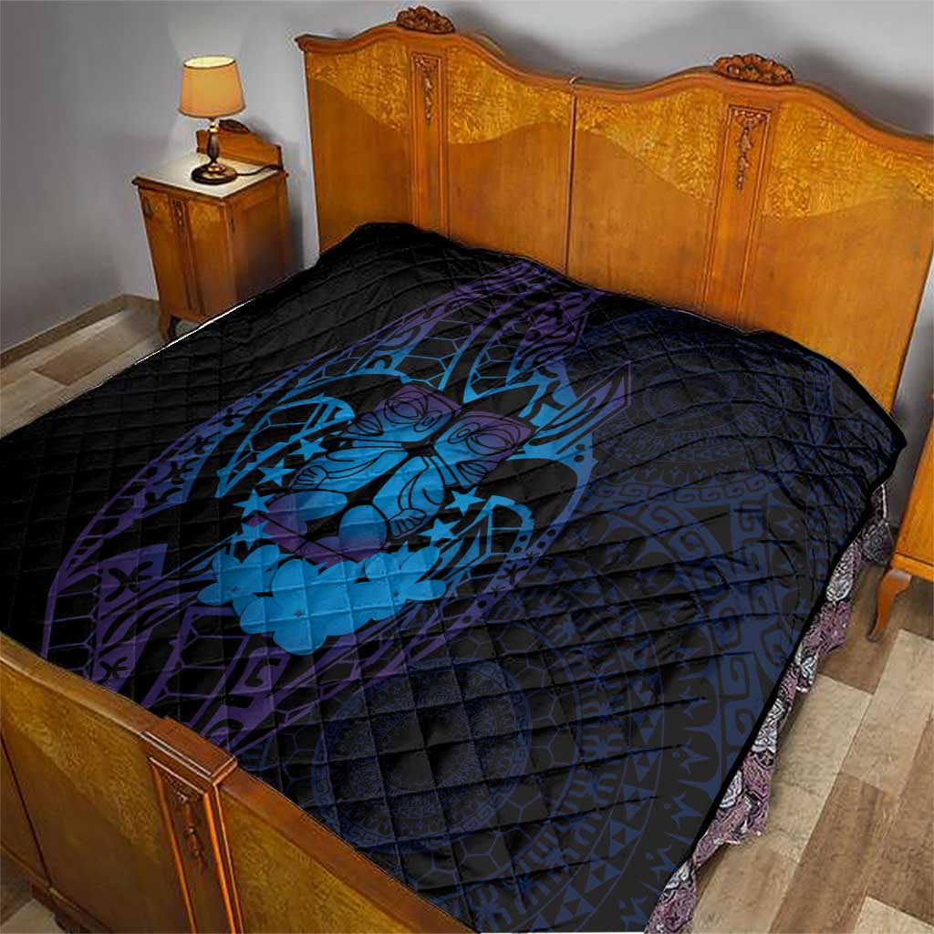 Kia Orana Kuki Airani Quilt Cook Islands Tangaroa God Tatau Purple LT14 - Polynesian Pride