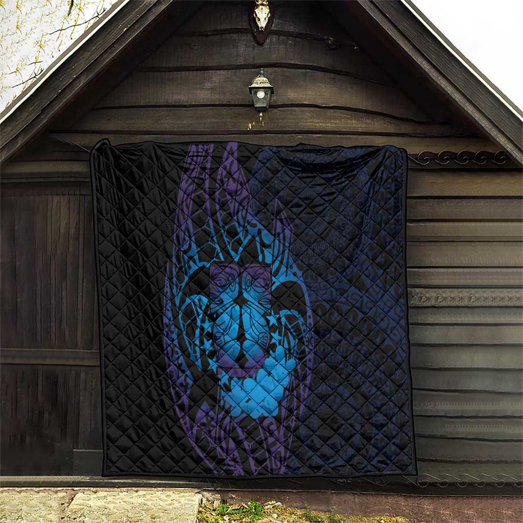 Kia Orana Kuki Airani Quilt Cook Islands Tangaroa God Tatau Purple LT14 - Polynesian Pride