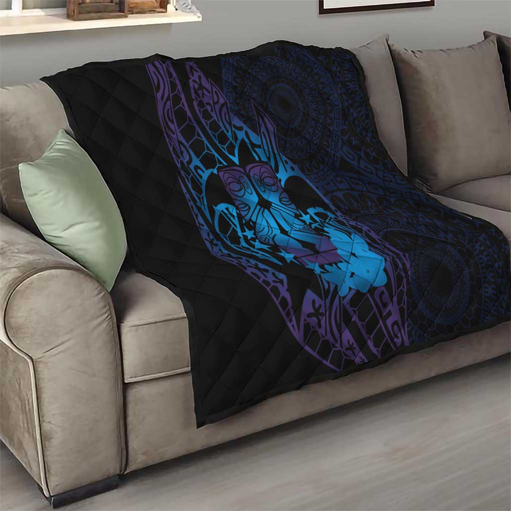 Kia Orana Kuki Airani Quilt Cook Islands Tangaroa God Tatau Purple LT14 - Polynesian Pride