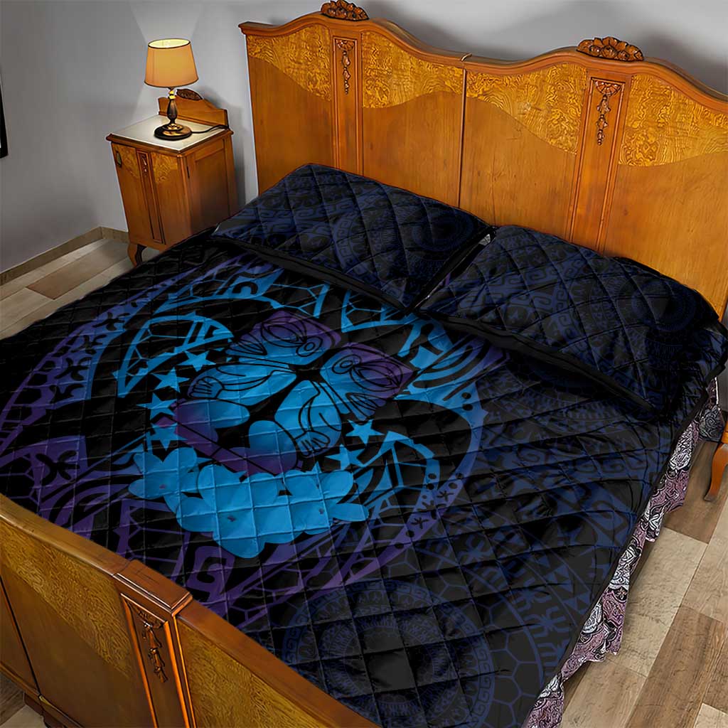Kia Orana Kuki Airani Quilt Bed Set Cook Islands Tangaroa God Tatau Purple LT14 - Polynesian Pride