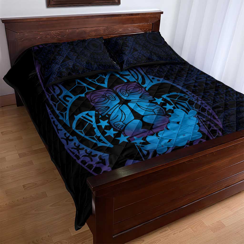 Kia Orana Kuki Airani Quilt Bed Set Cook Islands Tangaroa God Tatau Purple LT14 - Polynesian Pride