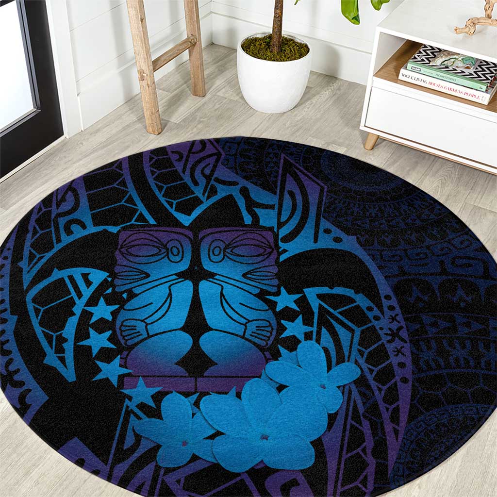 Kia Orana Kuki Airani Round Carpet Cook Islands Tangaroa God Tatau Purple LT14 Purple - Polynesian Pride