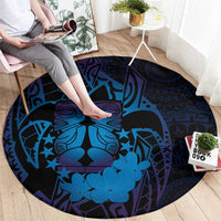 Kia Orana Kuki Airani Round Carpet Cook Islands Tangaroa God Tatau Purple LT14 - Polynesian Pride