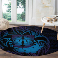 Kia Orana Kuki Airani Round Carpet Cook Islands Tangaroa God Tatau Purple LT14 - Polynesian Pride