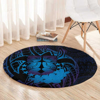 Kia Orana Kuki Airani Round Carpet Cook Islands Tangaroa God Tatau Purple LT14 - Polynesian Pride
