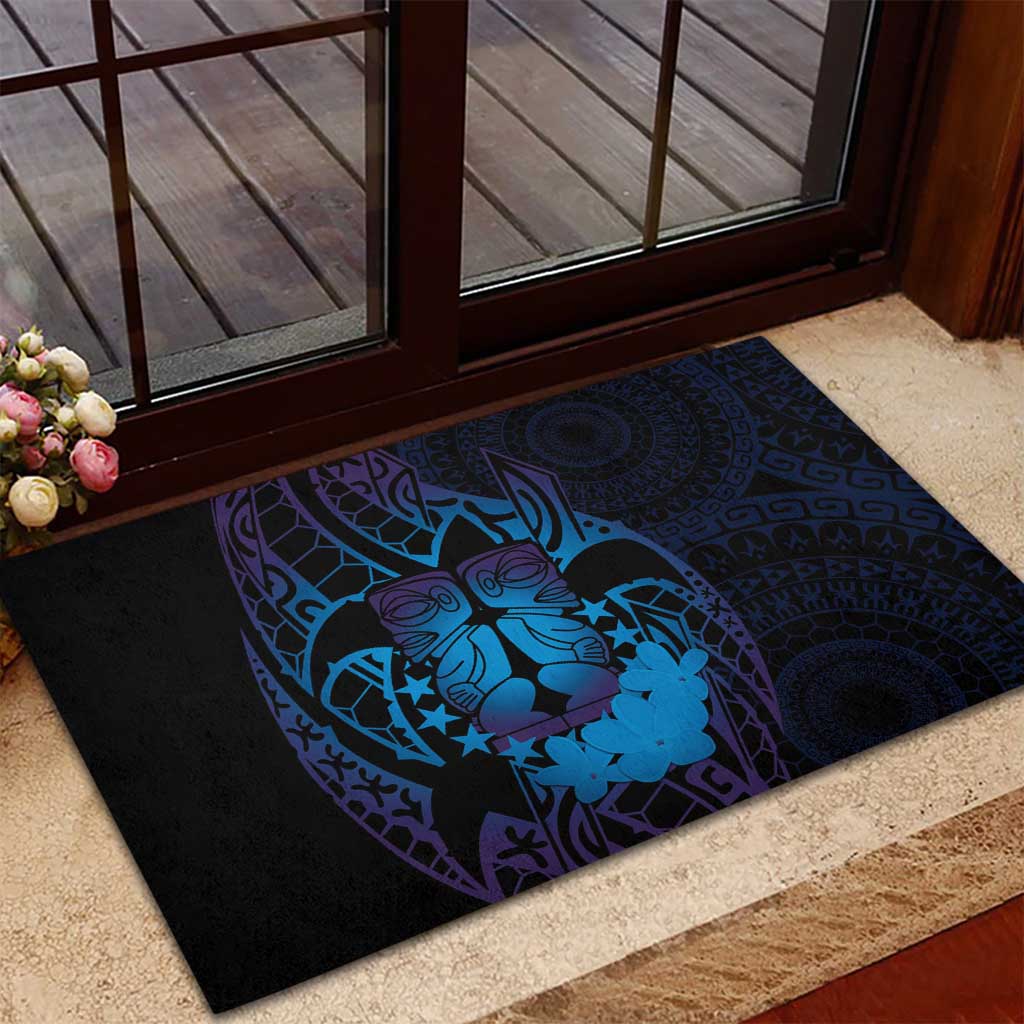 Kia Orana Kuki Airani Rubber Doormat Cook Islands Tangaroa God Tatau Purple LT14 - Polynesian Pride