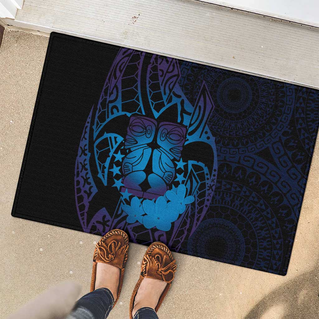 Kia Orana Kuki Airani Rubber Doormat Cook Islands Tangaroa God Tatau Purple LT14 - Polynesian Pride