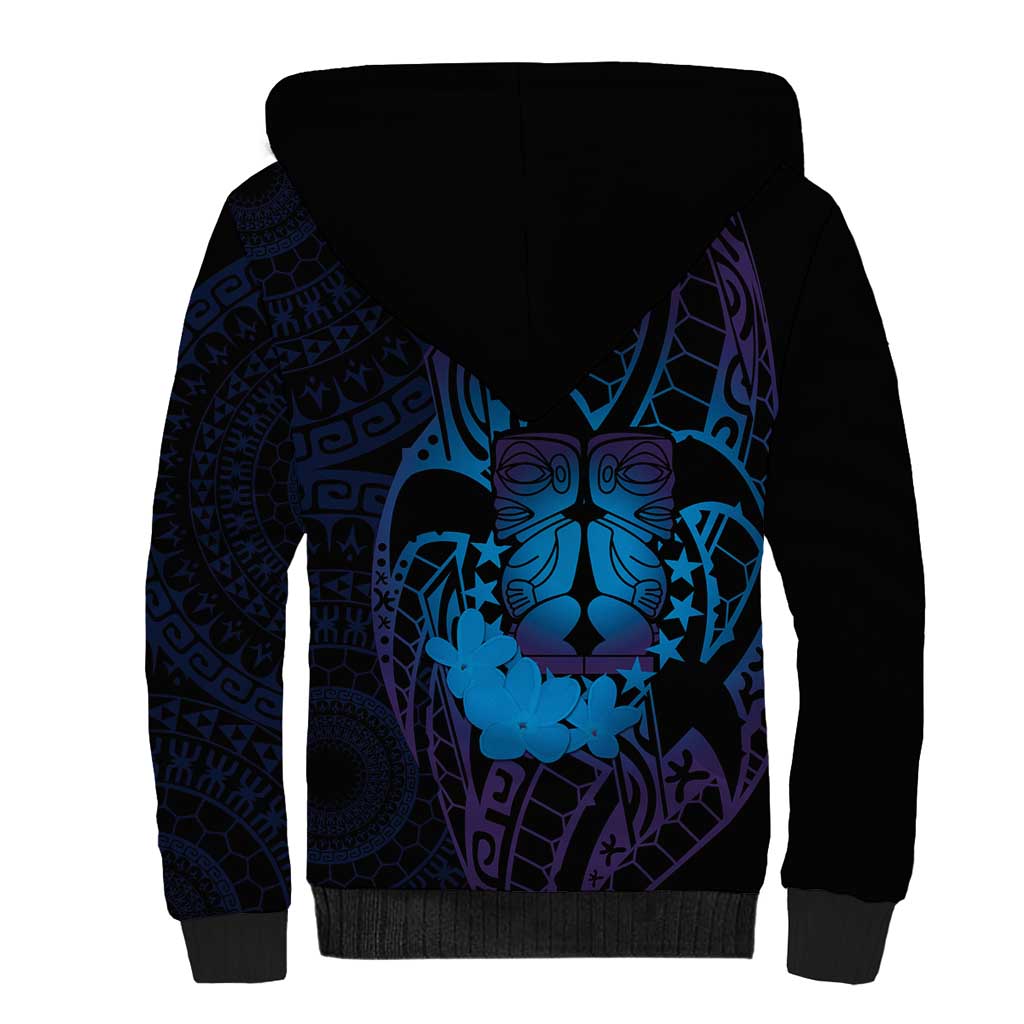 Kia Orana Kuki Airani Sherpa Hoodie Cook Islands Tangaroa God Tatau Purple LT14 - Polynesian Pride
