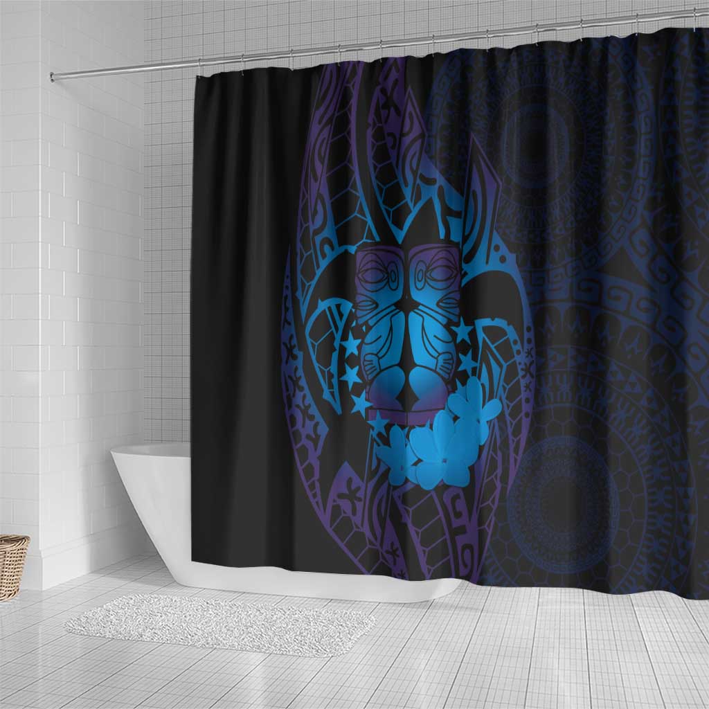 Kia Orana Kuki Airani Shower Curtain Cook Islands Tangaroa God Tatau Purple LT14 - Polynesian Pride
