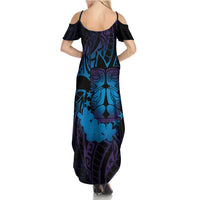 Kia Orana Kuki Airani Summer Maxi Dress Cook Islands Tangaroa God Tatau Purple LT14 - Polynesian Pride