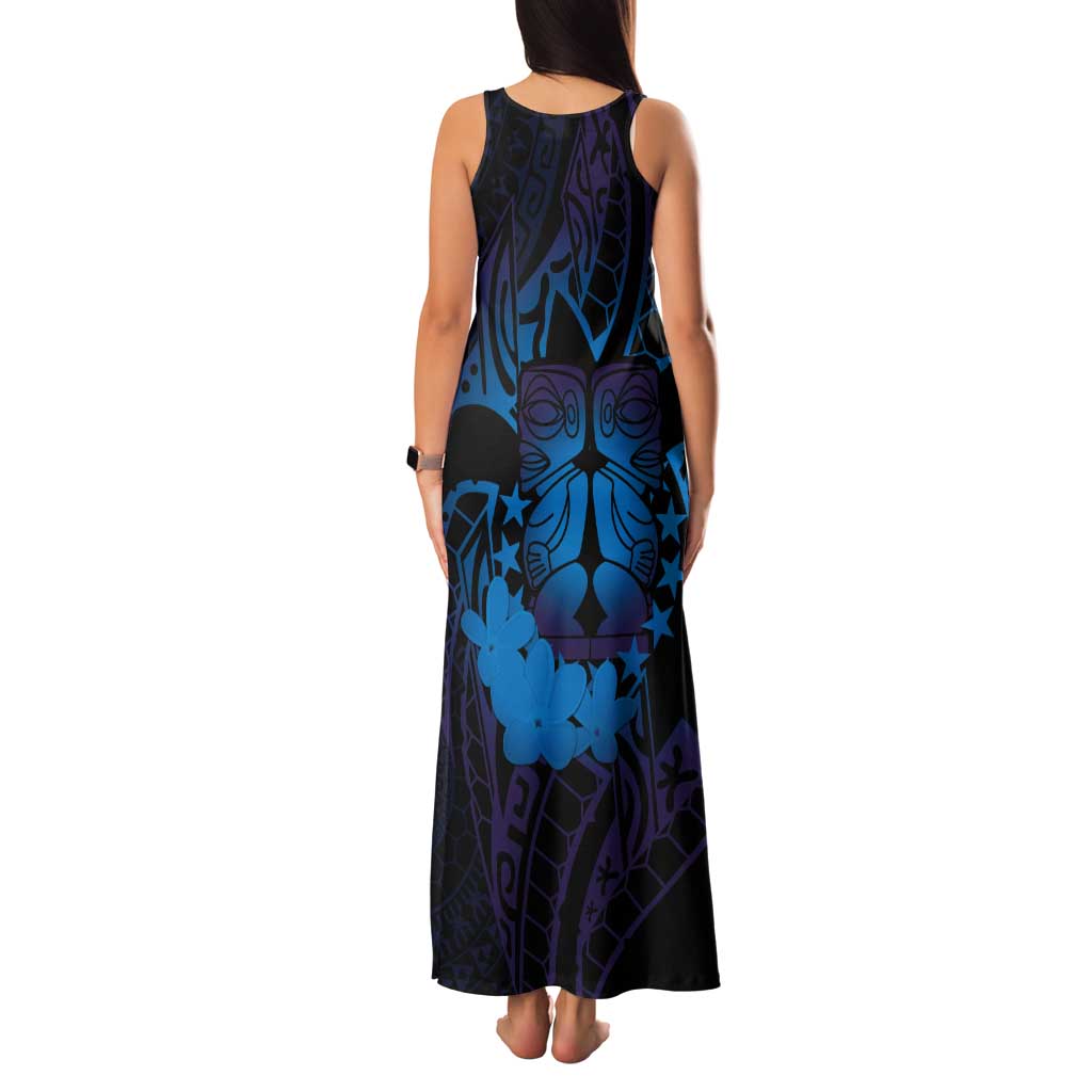 Kia Orana Kuki Airani Tank Maxi Dress Cook Islands Tangaroa God Tatau Purple LT14 - Polynesian Pride