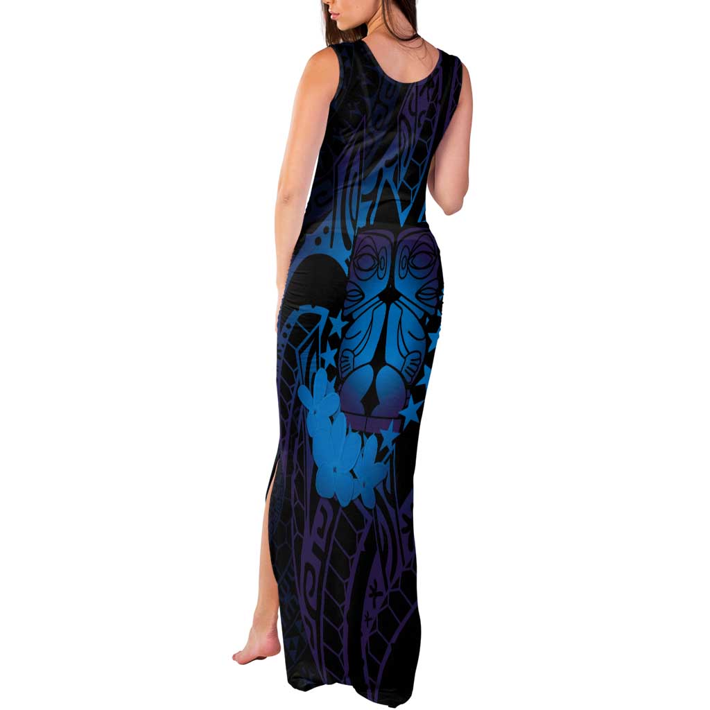 Kia Orana Kuki Airani Tank Maxi Dress Cook Islands Tangaroa God Tatau Purple LT14 - Polynesian Pride