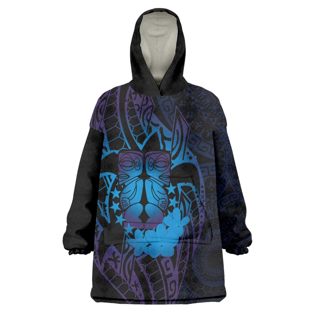 Kia Orana Kuki Airani Wearable Blanket Hoodie Cook Islands Tangaroa God Tatau Purple LT14 One Size Purple - Polynesian Pride