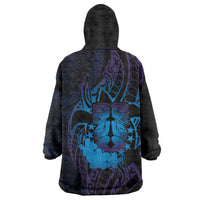 Kia Orana Kuki Airani Wearable Blanket Hoodie Cook Islands Tangaroa God Tatau Purple LT14 - Polynesian Pride