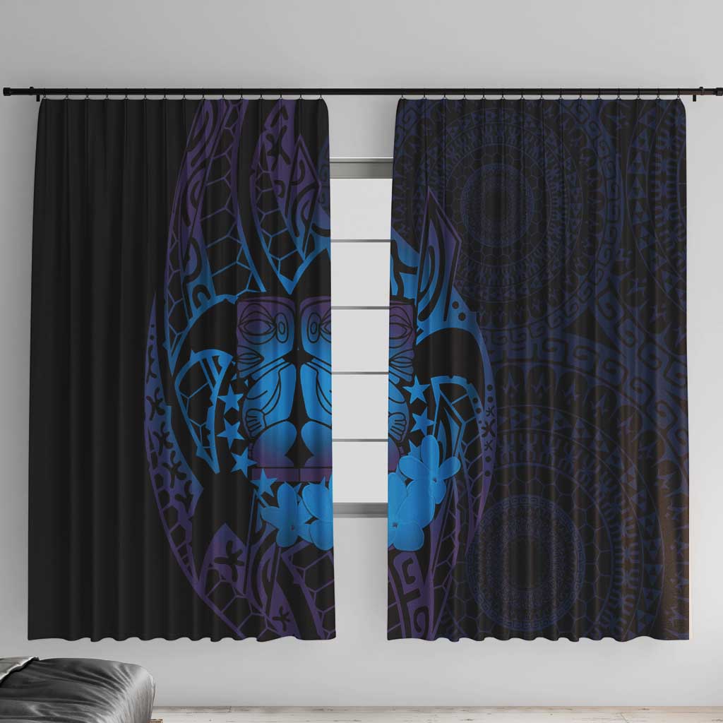 Kia Orana Kuki Airani Window Curtain Cook Islands Tangaroa God Tatau Purple LT14 With Hooks Purple - Polynesian Pride