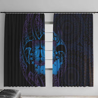 Kia Orana Kuki Airani Window Curtain Cook Islands Tangaroa God Tatau Purple LT14 With Hooks Purple - Polynesian Pride