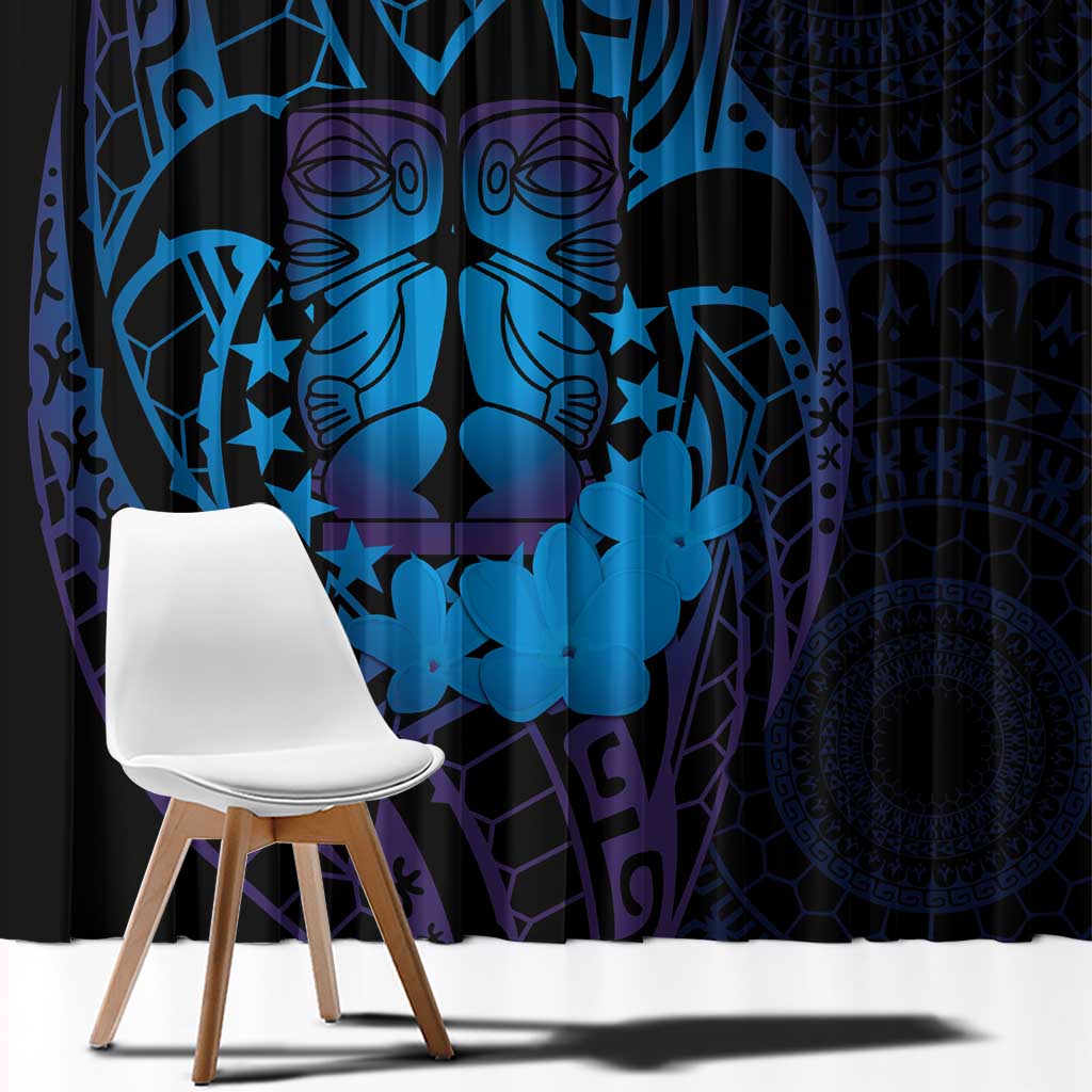 Kia Orana Kuki Airani Window Curtain Cook Islands Tangaroa God Tatau Purple LT14 - Polynesian Pride
