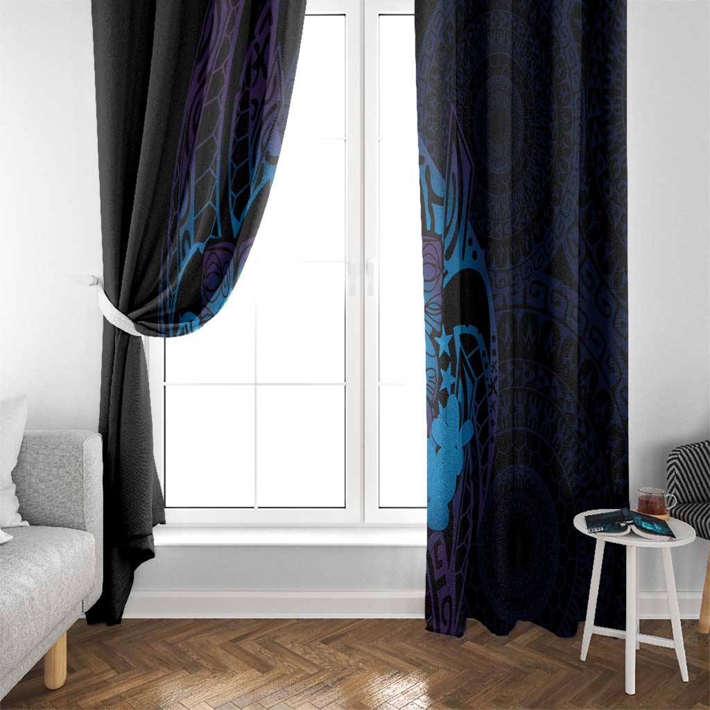 Kia Orana Kuki Airani Window Curtain Cook Islands Tangaroa God Tatau Purple LT14 - Polynesian Pride