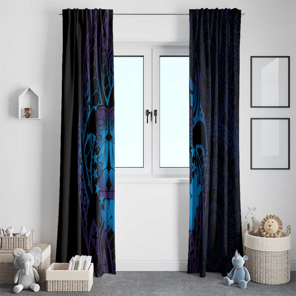 Kia Orana Kuki Airani Window Curtain Cook Islands Tangaroa God Tatau Purple LT14 - Polynesian Pride