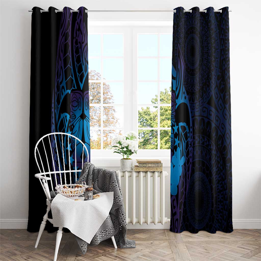 Kia Orana Kuki Airani Window Curtain Cook Islands Tangaroa God Tatau Purple LT14 - Polynesian Pride