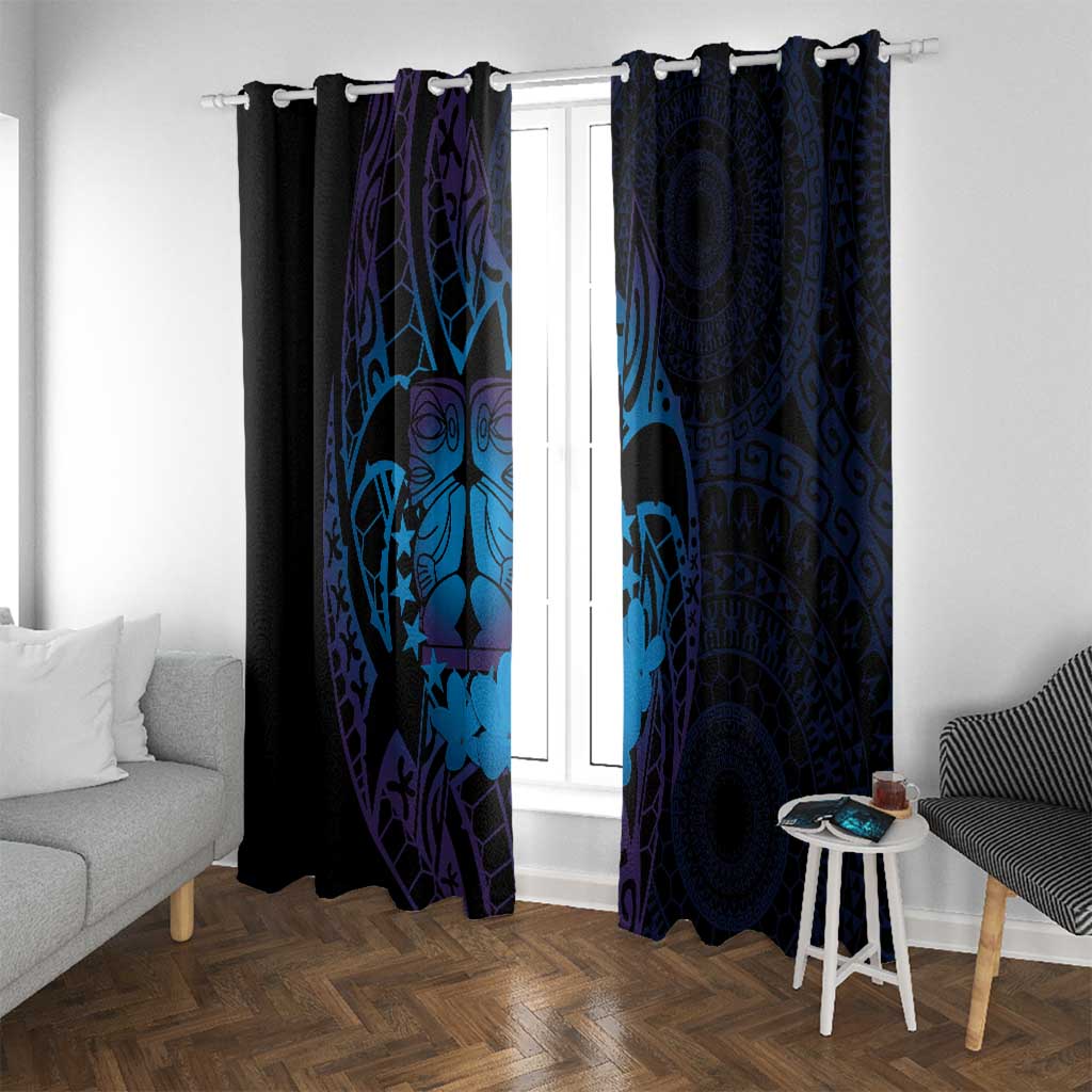Kia Orana Kuki Airani Window Curtain Cook Islands Tangaroa God Tatau Purple LT14 With Grommets Purple - Polynesian Pride