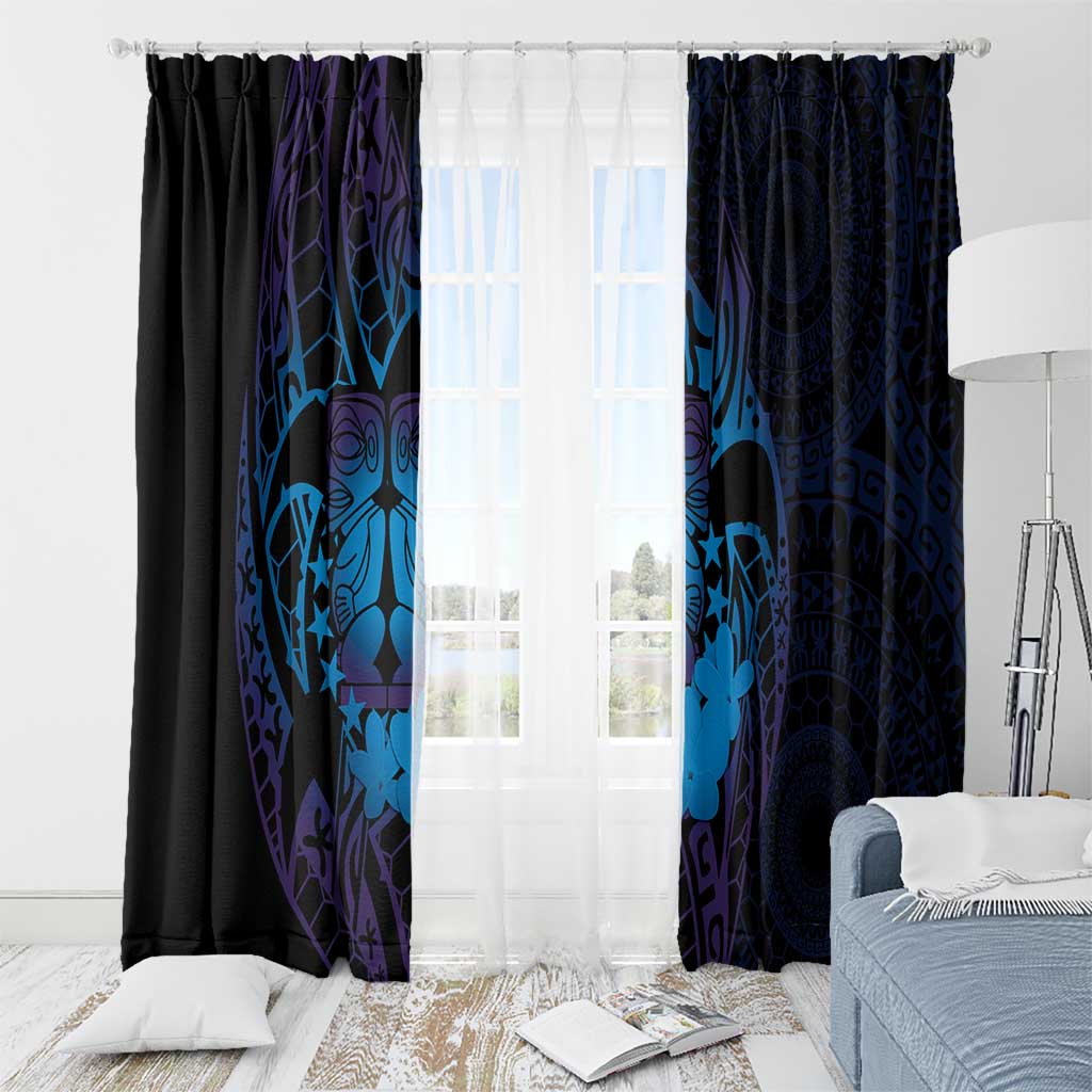 Kia Orana Kuki Airani Window Curtain Cook Islands Tangaroa God Tatau Purple LT14 - Polynesian Pride