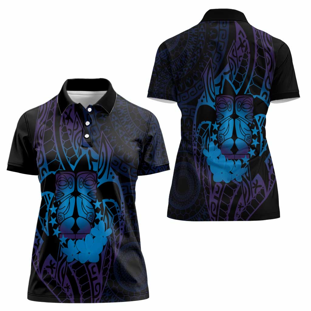 Kia Orana Kuki Airani Women Polo Shirt Cook Islands Tangaroa God Tatau Purple LT14 - Polynesian Pride
