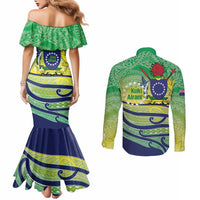 Te Maeva Nui Cook Islands Couples Matching Mermaid Dress and Long Sleeve Button Shirt 60th Independence Anniversary Proud LT14 - Polynesian Pride