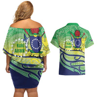 Te Maeva Nui Cook Islands Couples Matching Off Shoulder Short Dress and Hawaiian Shirt 60th Independence Anniversary Proud LT14 - Polynesian Pride