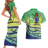 Te Maeva Nui Cook Islands Couples Matching Short Sleeve Bodycon Dress and Hawaiian Shirt 60th Independence Anniversary Proud LT14 - Polynesian Pride