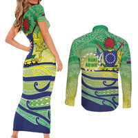 Te Maeva Nui Cook Islands Couples Matching Short Sleeve Bodycon Dress and Long Sleeve Button Shirt 60th Independence Anniversary Proud LT14 - Polynesian Pride