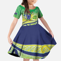 Te Maeva Nui Cook Islands Family Matching Long Sleeve Bodycon Dress and Hawaiian Shirt 60th Independence Anniversary Proud LT14 Daughter's Dress Green - Polynesian Pride