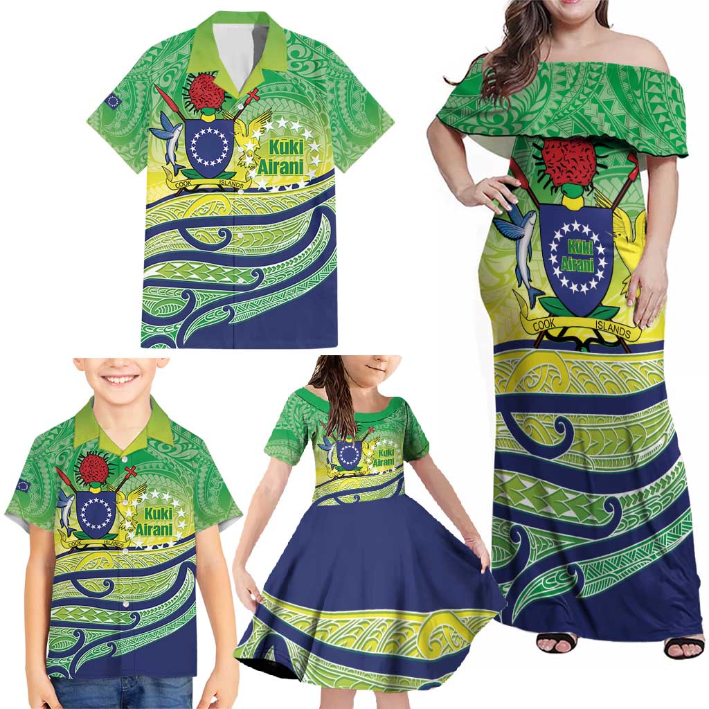 Te Maeva Nui Cook Islands Family Matching Off Shoulder Maxi Dress and Hawaiian Shirt 60th Independence Anniversary Proud LT14 - Polynesian Pride