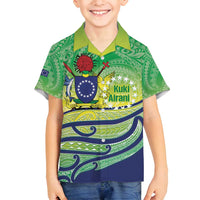 Te Maeva Nui Cook Islands Family Matching Puletasi and Hawaiian Shirt 60th Independence Anniversary Proud LT14 Son's Shirt Green - Polynesian Pride