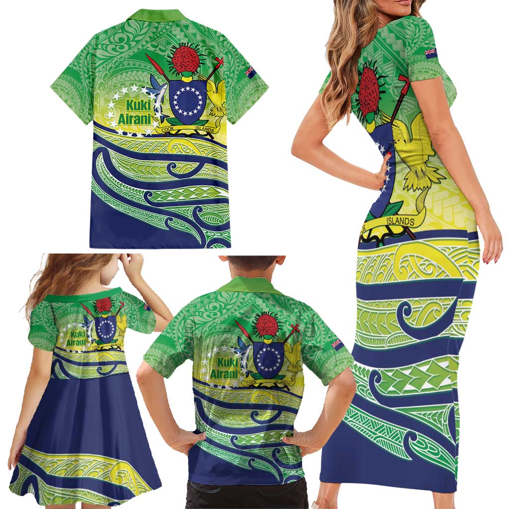 Te Maeva Nui Cook Islands Family Matching Short Sleeve Bodycon Dress and Hawaiian Shirt 60th Independence Anniversary Proud LT14 - Polynesian Pride