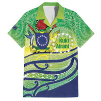 Te Maeva Nui Cook Islands Family Matching Short Sleeve Bodycon Dress and Hawaiian Shirt 60th Independence Anniversary Proud LT14 Dad's Shirt - Short Sleeve Green - Polynesian Pride