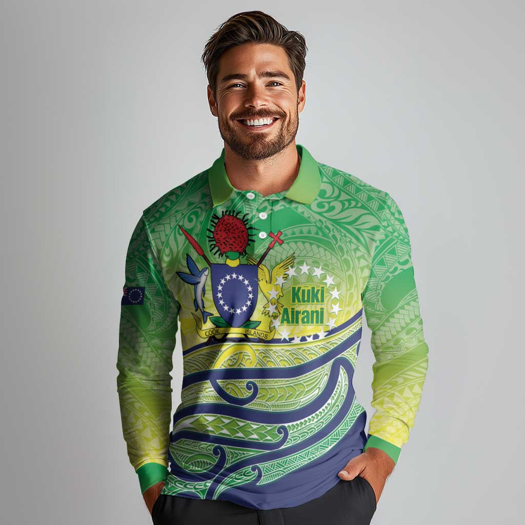 Te Maeva Nui Cook Islands Long Sleeve Polo Shirt 60th Independence Anniversary Proud LT14 - Polynesian Pride