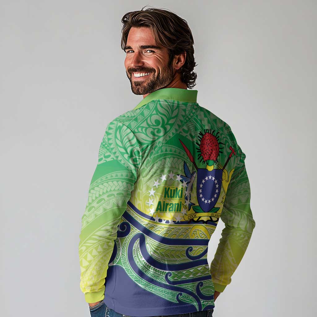 Te Maeva Nui Cook Islands Long Sleeve Polo Shirt 60th Independence Anniversary Proud LT14 - Polynesian Pride
