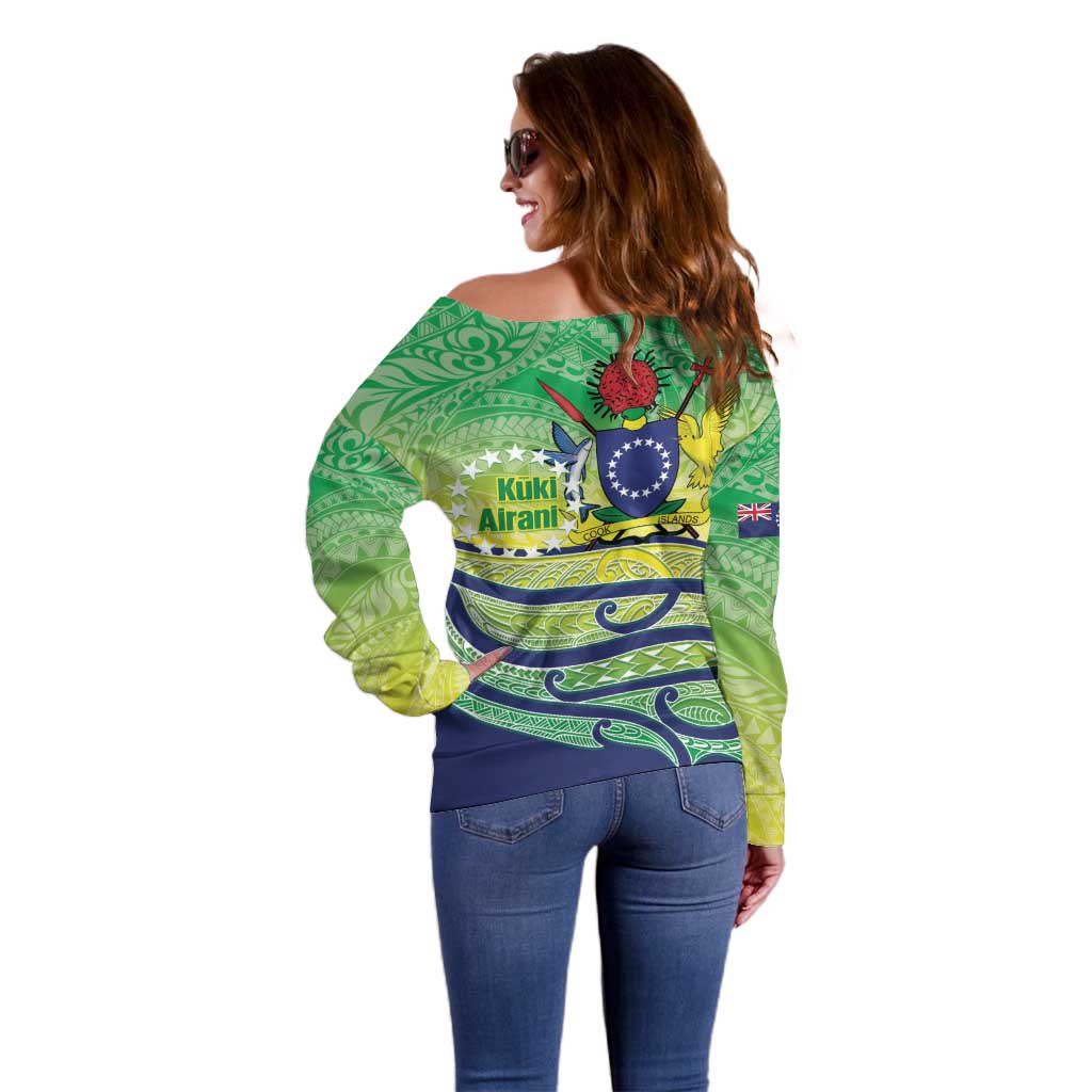 Te Maeva Nui Cook Islands Off Shoulder Sweater 60th Independence Anniversary Proud