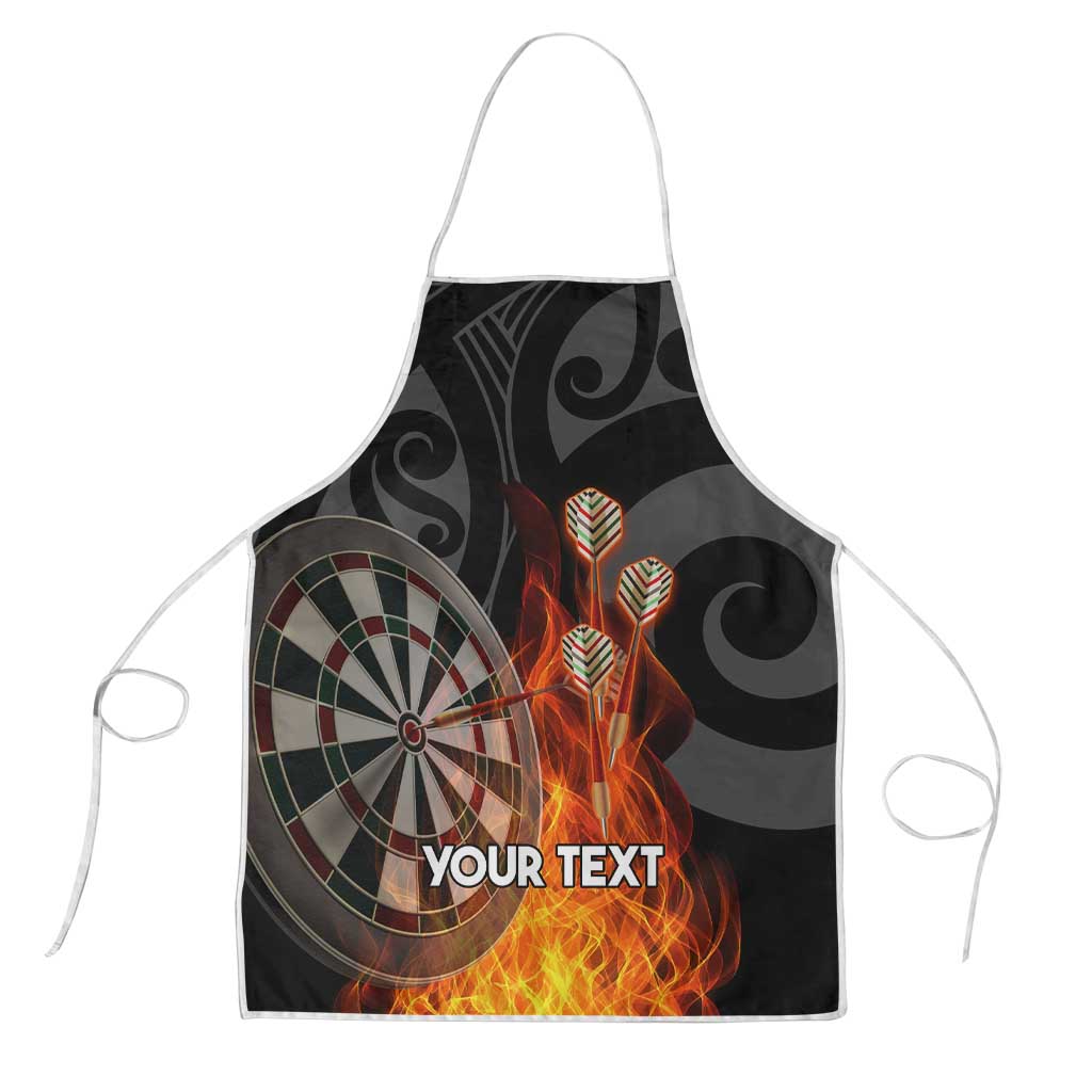 Personalised Aotearoa Darts Apron Maori Koru Flaming Dartboard LT14 Black - Polynesian Pride