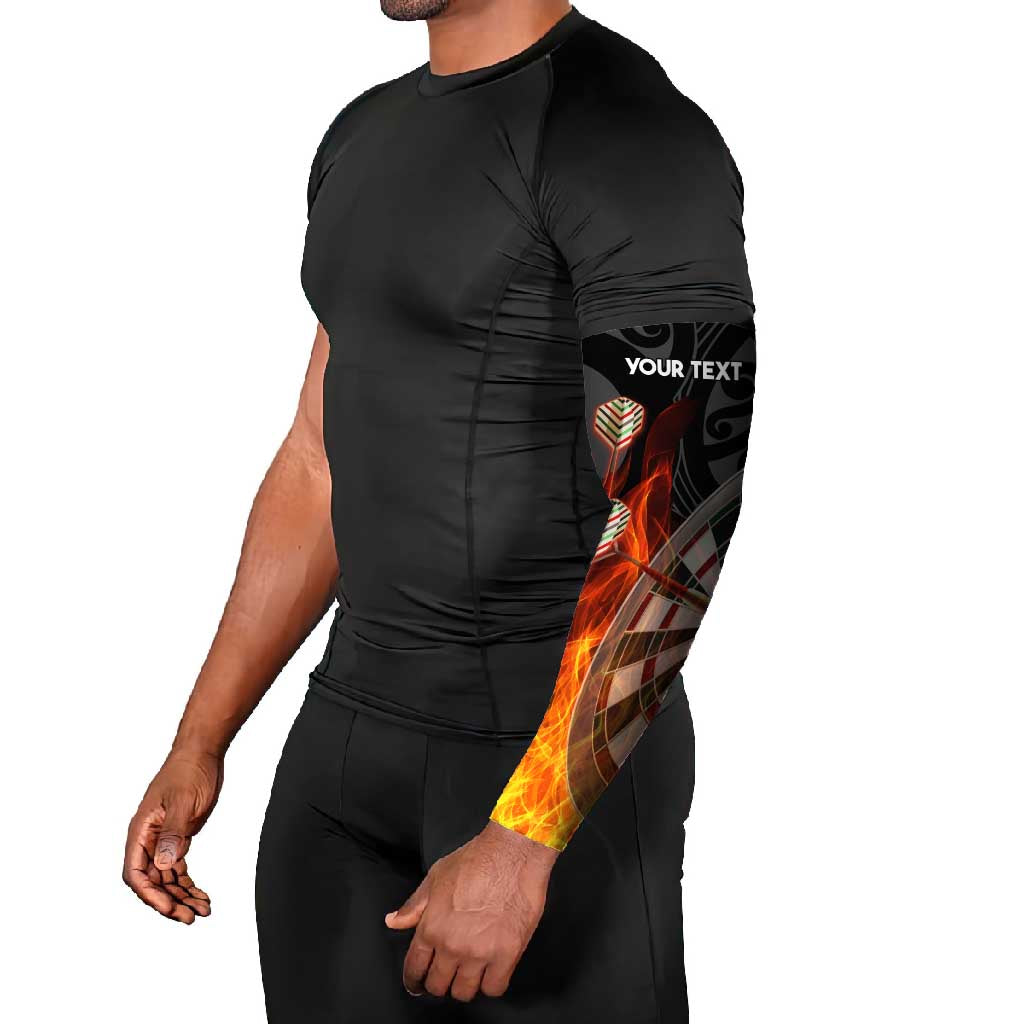 Personalised Aotearoa Darts Arm Sleeves Maori Koru Flaming Dartboard - Polynesian Pride