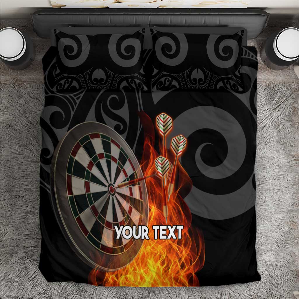 Personalised Aotearoa Darts Bedding Set Maori Koru Flaming Dartboard