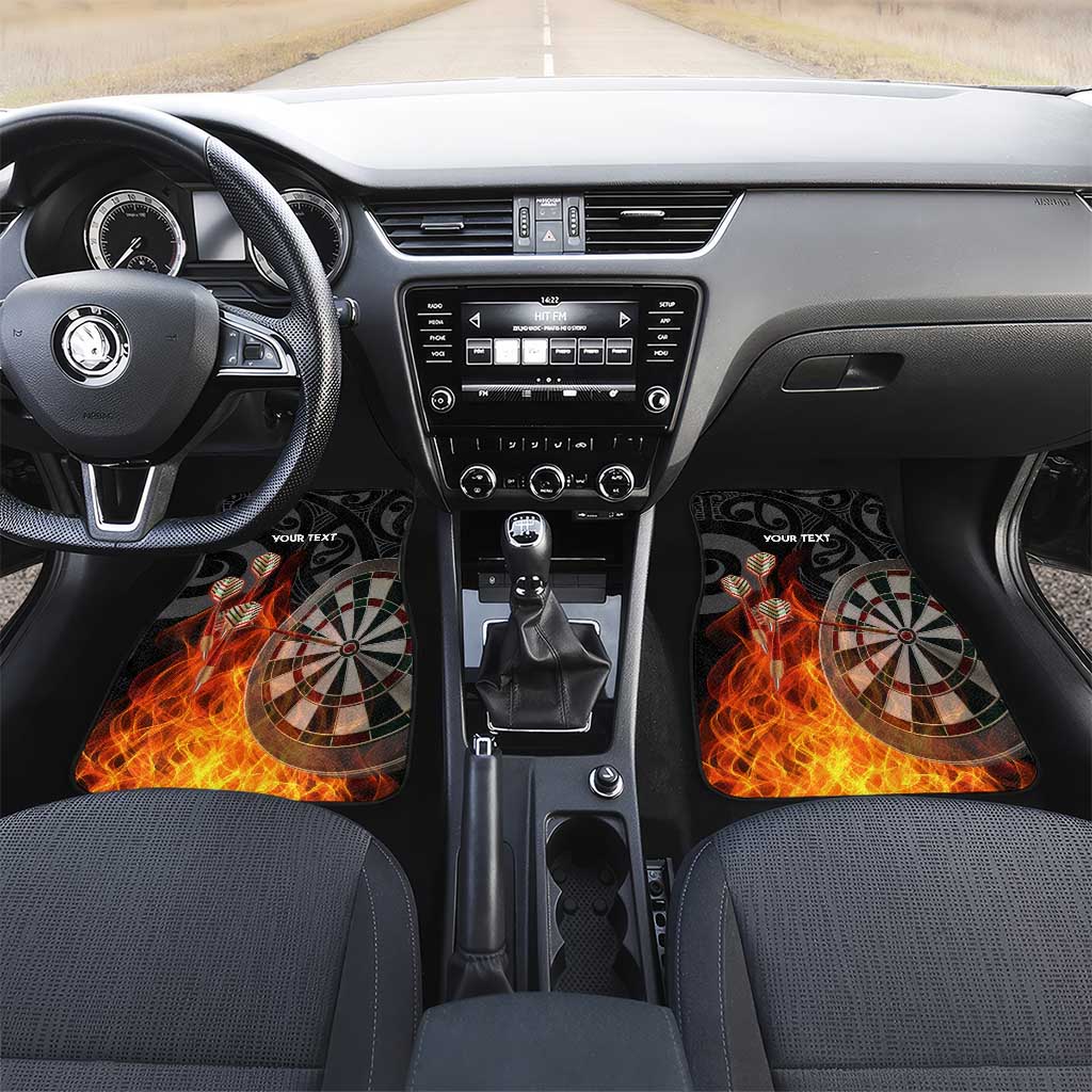Personalised Aotearoa Darts Car Mats Maori Koru Flaming Dartboard