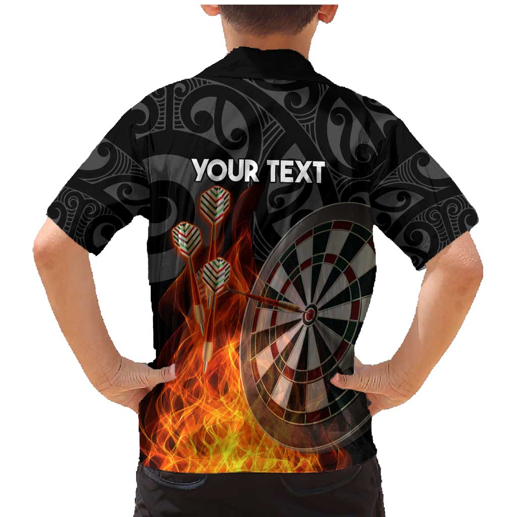 Personalised Aotearoa Darts Family Matching Mermaid Dress and Hawaiian Shirt Maori Koru Flaming Dartboard LT14 - Polynesian Pride