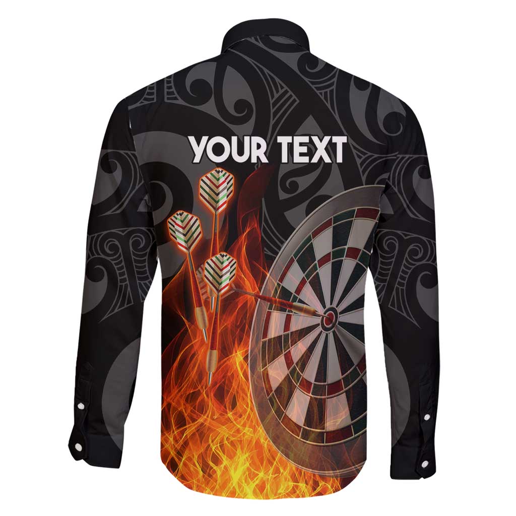 Personalised Aotearoa Darts Family Matching Short Sleeve Bodycon Dress and Hawaiian Shirt Maori Koru Flaming Dartboard LT14 - Polynesian Pride