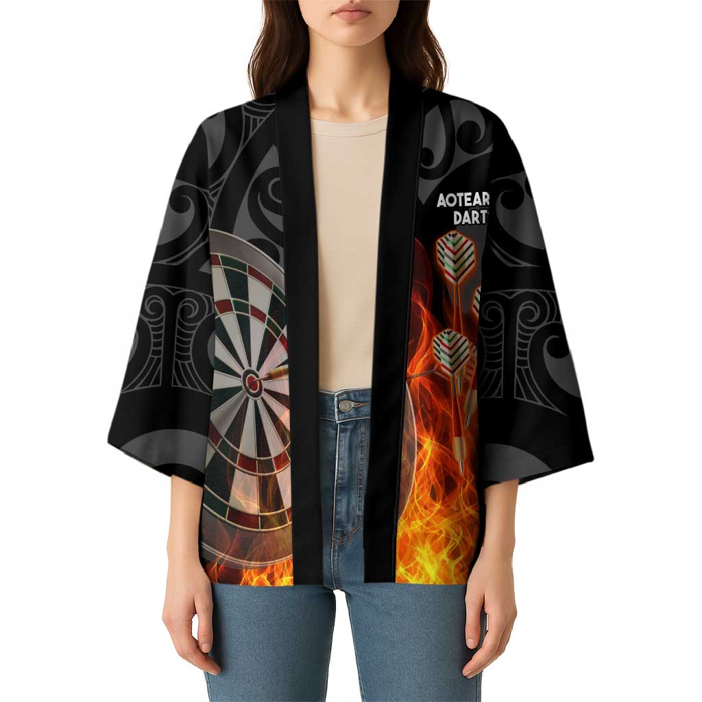 Personalised Aotearoa Darts Kimono Maori Koru Flaming Dartboard - Polynesian Pride